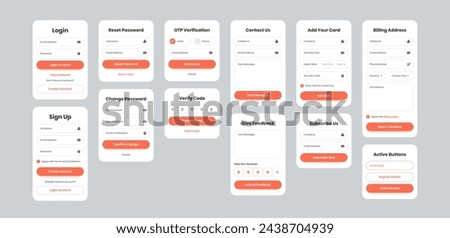 Ui form element and popup set, login, sign up, reset, verification, feedback, contract, add card, billing form for mobile and website