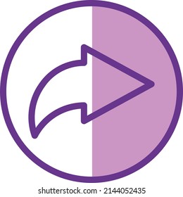 UI forward arrow next icon or illustration vector graphic with outline style, rounded, circle, purple. suitable for ui, ux, web, and applications.