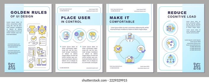plantilla de folleto de elementos fundamentales de la interfaz de usuario. Usabilidad de productos digitales. Diseño del prospecto con iconos lineales. Editable 4 diseños vectoriales para presentación, informes anuales. Fuentes ariales, infinitas Pro-regulares usadas