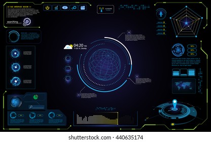 Interfaz de hud futurista interfaz de interfaz de usuario visualización interactiva concepto de ciencia ficción diseño