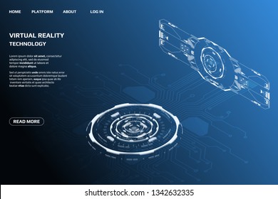 UI Futuristic Isometric 3D Technology Big Data Communication Transfer Concept. Scifi Display Gadget Virtual Reality Monitoring System Element For Web, Game, App Illustration