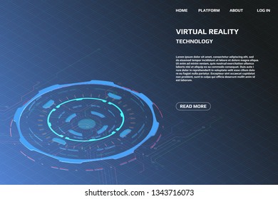 UI Futuristic Isometric 3D Technology Big Data Communication Transfer Concept. Scifi Display Gadget Virtual Reality Monitoring System Element For Web, Game, App Illustration
