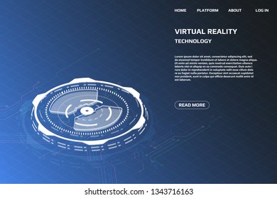 UI Futuristic Isometric 3D Technology Big Data Communication Transfer Concept. Scifi Display Gadget Virtual Reality Monitoring System Element For Web, Game, App Illustration