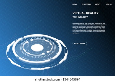 UI Futuristic Isometric 3D Technology Big Data Communication Transfer Concept. Scifi Display Gadget Virtual Reality Monitoring System Element For Web, Game, App Illustration
