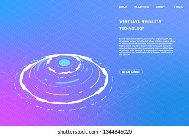 UI Futuristic Isometric 3D Technology Big Data Communication Transfer Concept. Scifi Display Gadget Virtual Reality Monitoring System Element For Web, Game, App Illustration