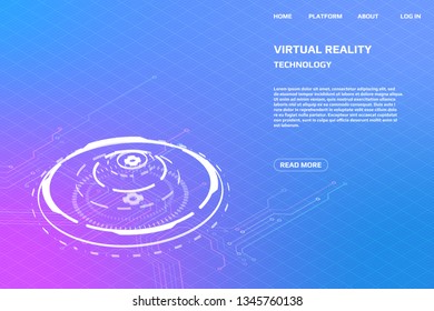 UI Futuristic Isometric 3D Technology Big Data Communication Transfer Concept. Scifi Display Gadget Virtual Reality Monitoring System Element For Web, Game, App Illustration