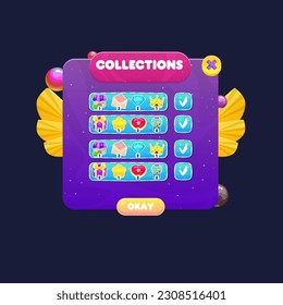 UI For Game Collections Icons  Pop Up Window With Abstract Background Night Sky Space Planets With Stars And Fog Pink Purple Orange Yellow Red  Vector Design