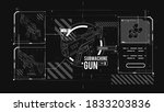 UI for game. Vector Sub Machine Gun HUD Design Vector Illustration. Weapon design poster for website, book cover, mobile app, and games.