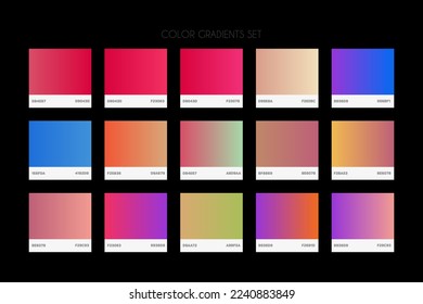  UI Gradient Color Swatches. Vector gradients background. Web Gradient. X style trend colors - Vector