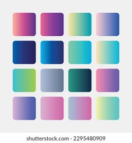 UI Gradient Color Swatches. Vector gradients background. Web Gradient. X style trend colors. Modern cover template design. Set of trendy colorful gradient vector illustrations. Background for flyer.
