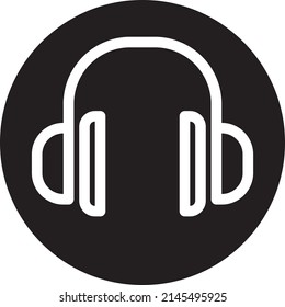 UI headset, headphone, music icon or illustration vector graphic with outline style, rounded, circle, black, white. suitable for ui, ux, web, logo and applications.