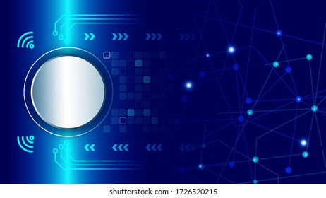 UI Hi-tec interface blue abstract digital technology with glowing particles, vector illustration