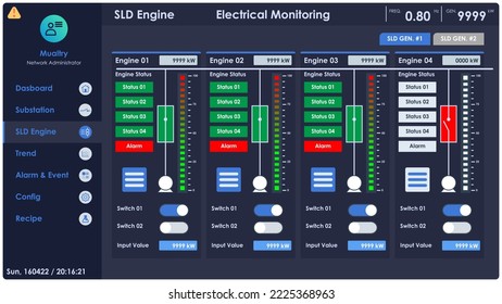 HMI SCADA Industrial Flat Design