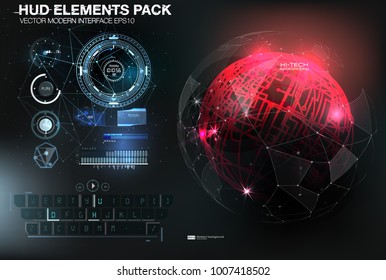 UI hud infographic interface web elements. Futuristic space thin HUD user interface. Web interface elements. Game target navigation interface hud ui design