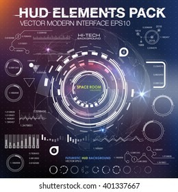 UI hud infographic interface web elements. Futuristic space thin HUD user interface. Web interface elements. Game target navigation interface hud ui design