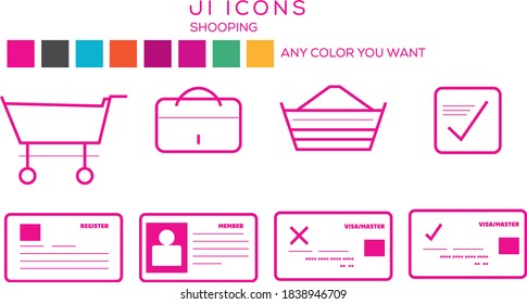 Ui icon full set, online shopping set