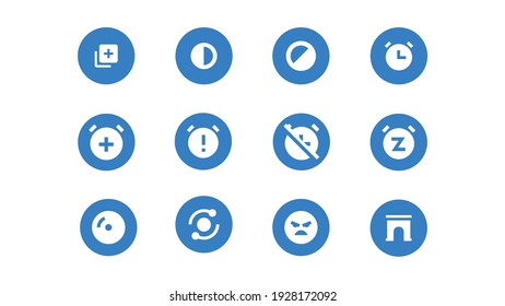 UI icon pack with blue circle isolated white Background