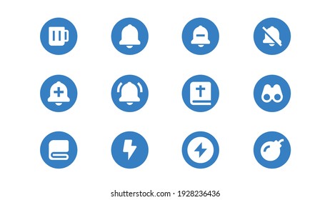 UI icon pack with blue circle isolated white Background