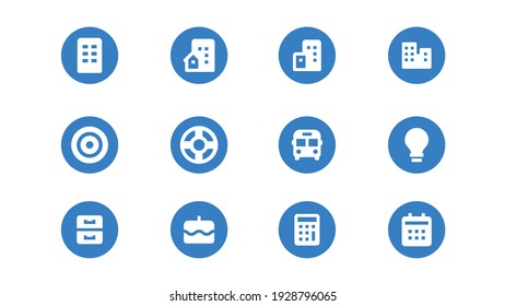 paquete de iconos de la interfaz de usuario con círculo azul aislado fondo blanco