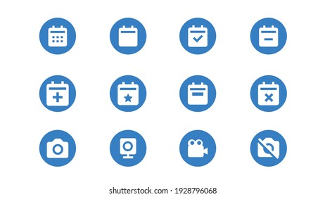 UI icon pack with blue circle isolated white Background