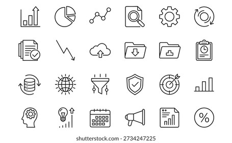 Conjunto de iconos de interfaz de usuario: iconos planos y sólidos de contorno para la interfaz de App y Web. Moderno paquete de iconos de interfaz de usuario con un conjunto de iconos planos y sólidos diseñados para App móviles, Sitios web, paneles y plataformas SaaS. Limpie los símbolos mínimos de la interfaz de usuario con un estilo consistente, Formas geométricas simples y proporciones equilibradas. Iconos negros sobre fondo blanco en estilo de Vector plano, escalable y fácil de personalizar. Ideal para interfaz de usuario App, interfaz de Web, diseño de software, proyectos de UX y productos digitales. Conjunto de iconos listo para uso comercial adecuado para uso de diseño profesional.