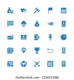 ui icon set. Collection of 25 filled ui icons included Smartphone, Wireframe, Darts, Heart, Responsive design, Undo, Trophy, Placeholder, List, Pie chart, Microphone, Login, Email