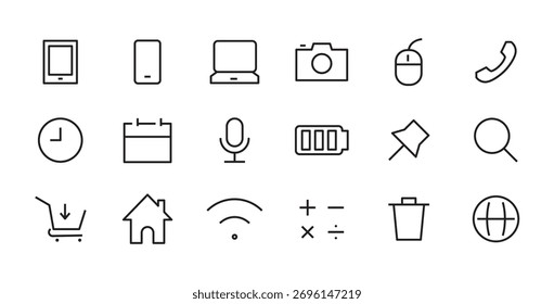 ui icon set line and flat icons set pack, editable stroke isolated on white, linear vector outline illustration, symbol logo design style