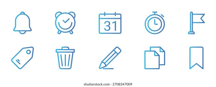 ui Symbol für Benachrichtigung Alarm Kalender Timer Datei bearbeiten Lesezeichen-Tools für App