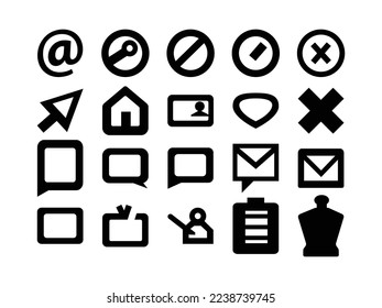 UI icon set solid black color vector file.