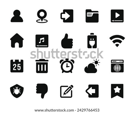 UI icon set for web and mobile isolated on white background