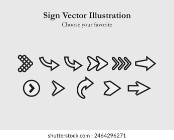 ui icon sign app set arrow cartoon simple line drawing digital business web illustration interface