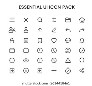 
Ui icon-essential UI Icons Pack  Minimal Line Icons Vector Symbols