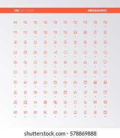 UI icons collection. Messaging and chatting elements. UX pictograms for user interface, web apps and business presentation. 32px simple line icons set. Premium quality symbols and sign web collection.