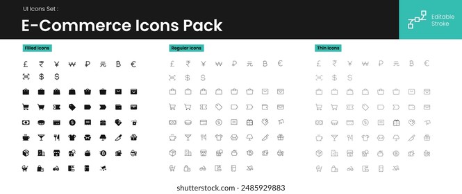 UI icons kit for website, app and ecommerce project. Minimal style line icons with editable stroke