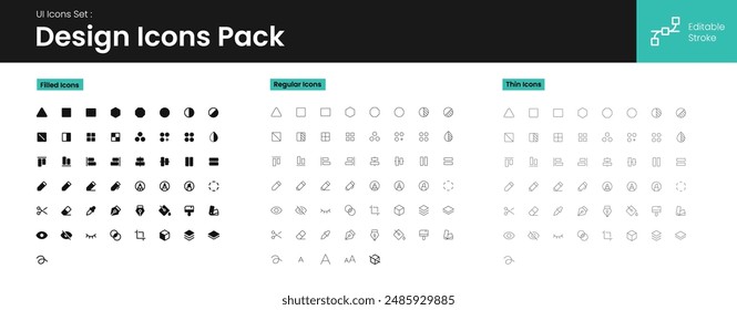 UI icons kit for website, app and ecommerce project. Minimal style line icons with editable stroke