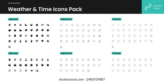 UI icons kit for website, app and ecommerce project. Minimal style line icons with editable stroke