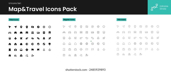 UI icons kit for website, app and ecommerce project. Minimal style line icons with editable stroke