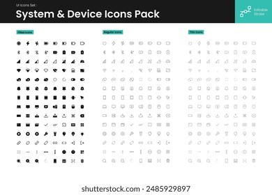 UI icons kit for website, app and ecommerce project. Minimal style line icons with editable stroke