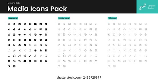 UI icons kit for website, app and ecommerce project. Minimal style line icons with editable stroke