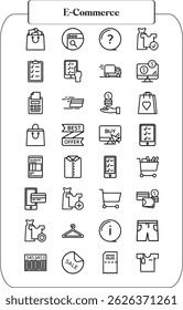 UI icons kit for website, app and ecommerce project. Minimal style line icons with editable stroke