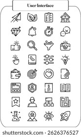 UI icons kit for website, app and ecommerce project. Minimal style line icons with editable stroke