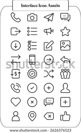 UI icons kit for website, app and ecommerce project. Minimal style line icons with editable stroke