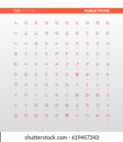 UI icons of mobile app interface menu settings, hand gesture control elements, mobile phone general information. 32px simple line icons set. Premium quality symbols and sign web logo collection.