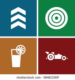 ui icons set. Set of 4 ui filled icons such as cocktail, car, arrow