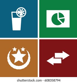 Ui icons set. set of 4 ui filled icons such as cocktail, arrow, star