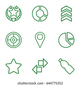 Ui icons set. set of 9 ui outline icons such as arrow, bottle, star, pie chart, location