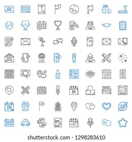 ui icons set. Collection of ui with star, chat, microphone, calendar, car, travel, heart, hearts, placeholder, police box, flag, smartphone, browser. Editable and scalable ui icons.