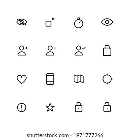 Ui icons set. Pixel perfect editable stroke. Vector illustration