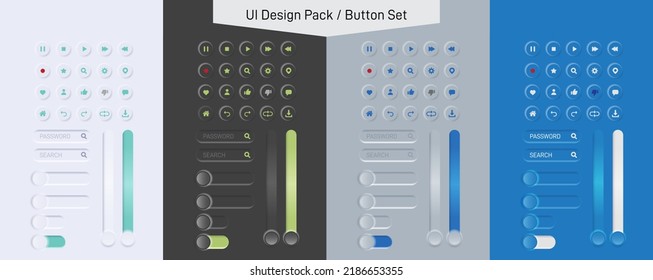 UI icons set. User interface elements. For mobile, web, application, app. Flat design.
