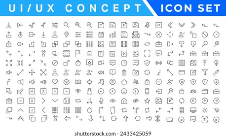 UI icons set. Vector. For mobile, web, social media, business. User interface elements for mobile app. Simple modern design.
